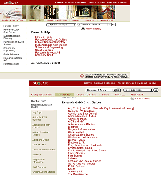 SULAIR content pages